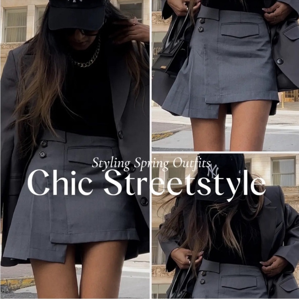 Chic Streetstyle Gray Skirt